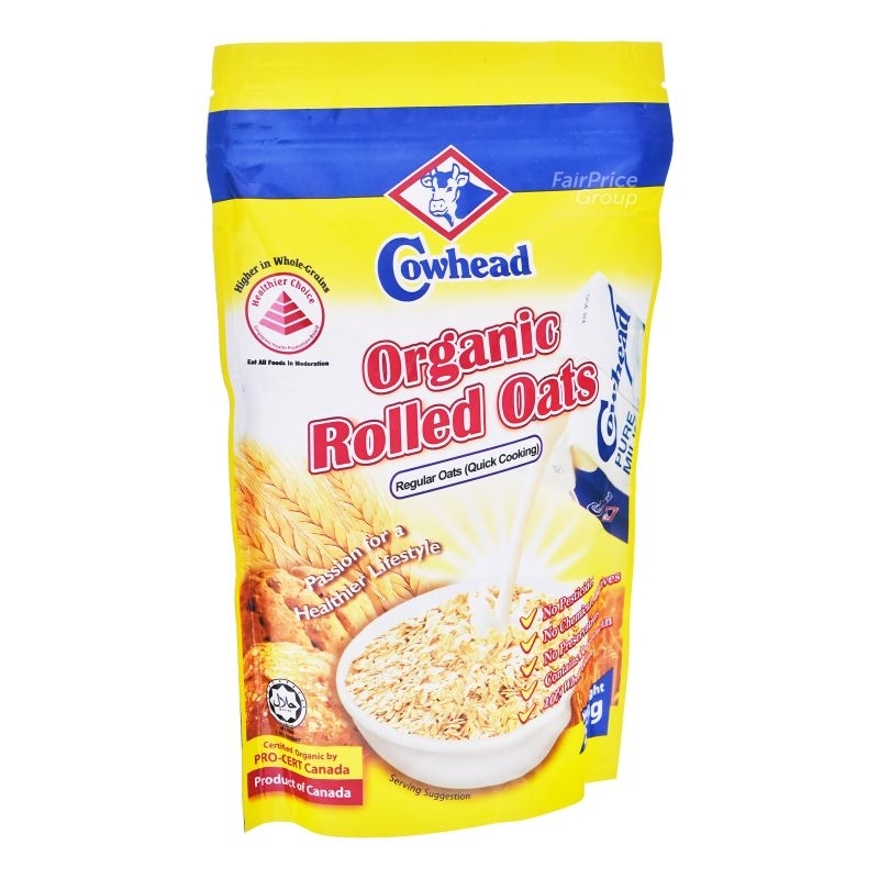 Cowhead organic rolled oats instant quick cook oats oatmeal breakfast oats organic rolled oats 快热燕麦片 即食燕麦片 500g