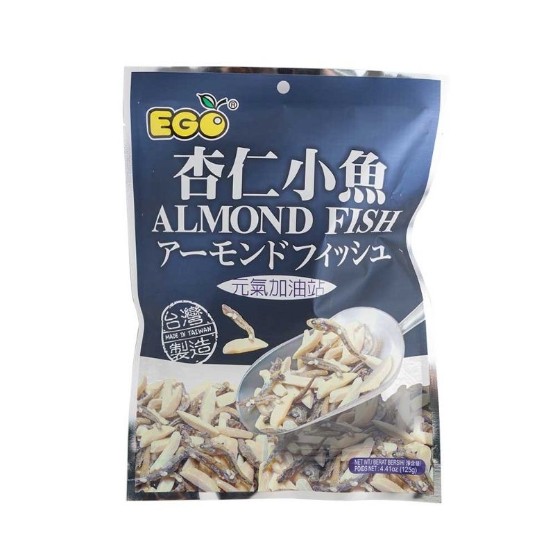 Ego almond fish snack dried anchovies almond slices tidbits Taiwanese almond fish healthy snacking Taiwan 台湾杏仁小鱼