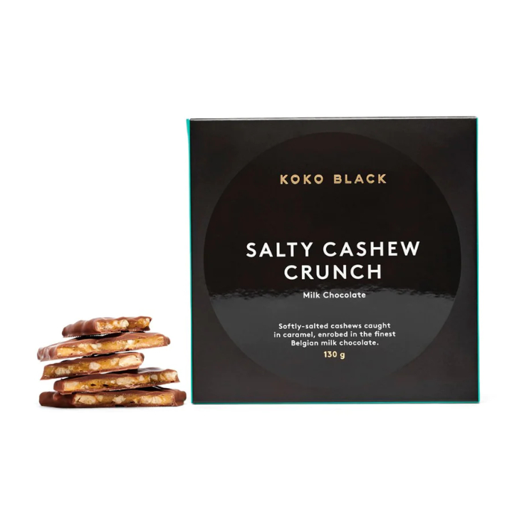 Koko Black Milk Chocolate Salted Cashew Crunch Rocky Rogue Tasmanian Leatherwood Honeycomb 130g