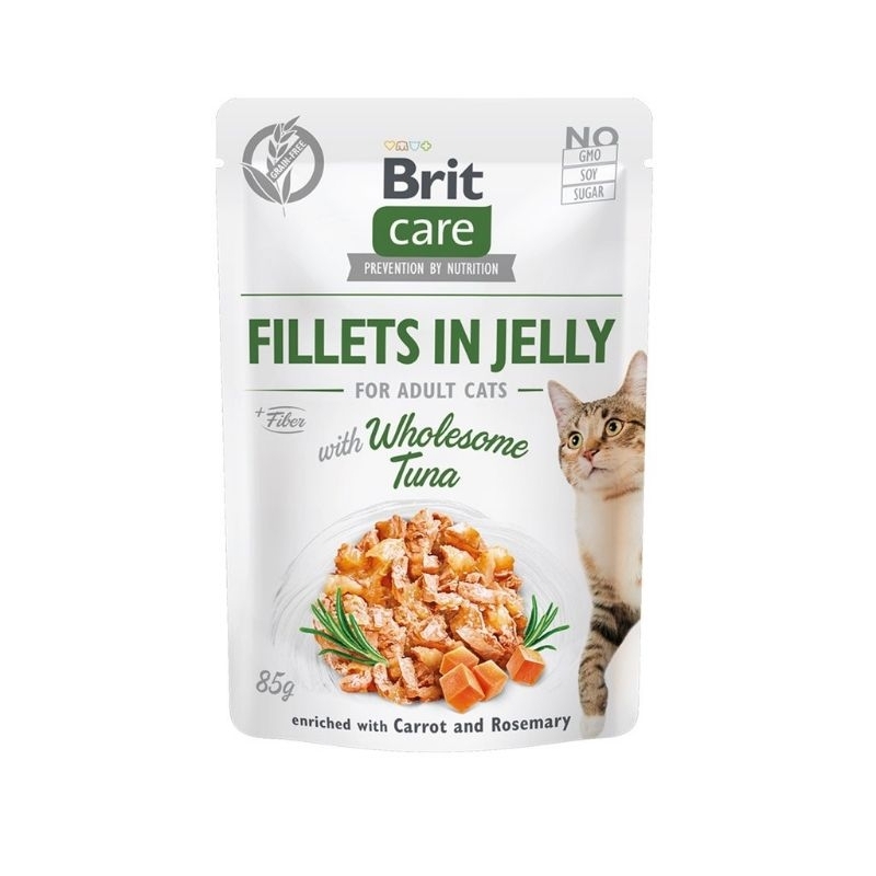 Brit care jelly car food pouch kitten food pet food tuba fish salmon fillets savory cat food pouches Brit care kitten