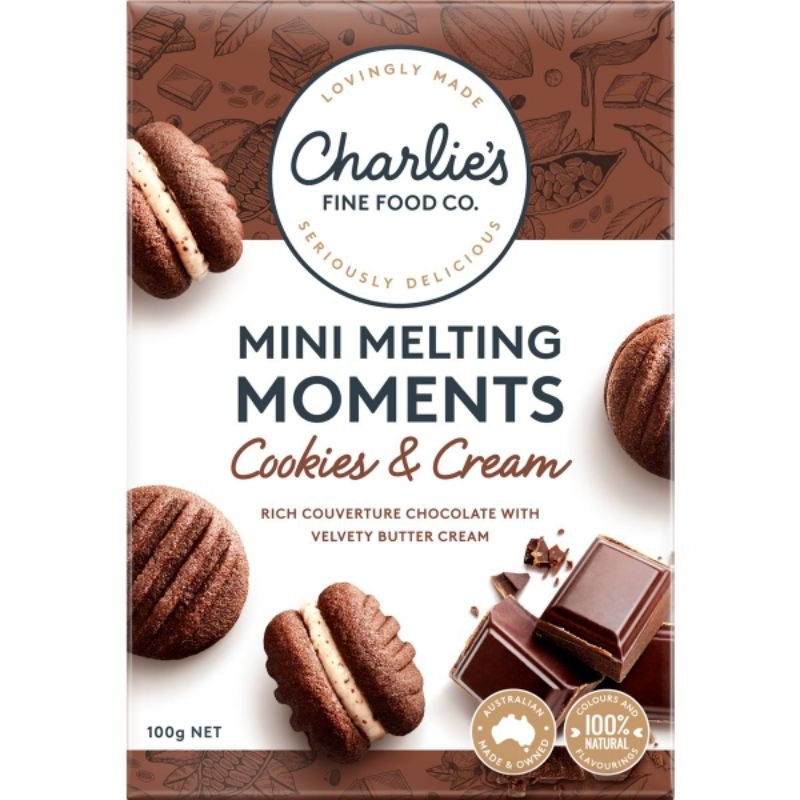 Charlie's fine food co. Mini melting moment biscuit cookies raspberry delight melting moment biscuit sandwich cookie