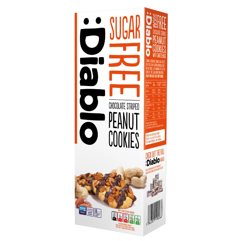 Diablo Sugar Free Chocolate Striped Peanut Cookies