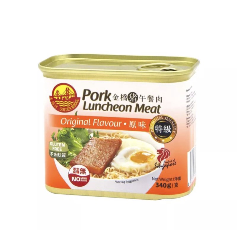 Golden bridge pork luncheon meat chicken luncheon meat quick fuss free canned food snacks luncheon meat chips crackers