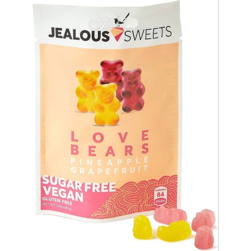 Jealous Sweets Happy Bears Impulse Bag 40g Jealous Sweets Candy Apple Lemon Strawberry And Orange Sugar Free Love Bears