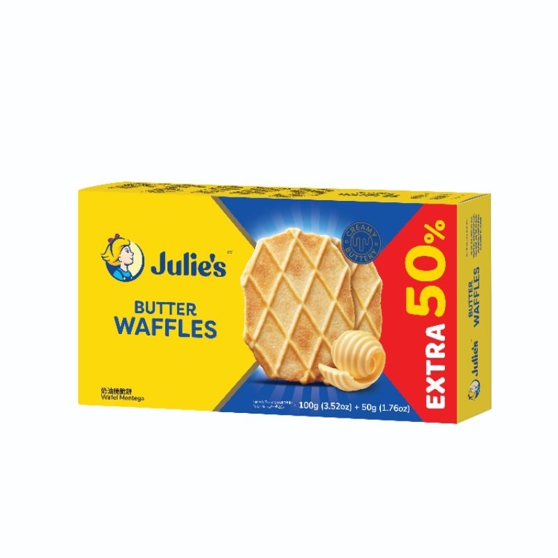 Julie's butter wafer biscuit butter wafer crisp tidbits snack Julie's wafer biscuit waffles buttered waffles thin crisp
