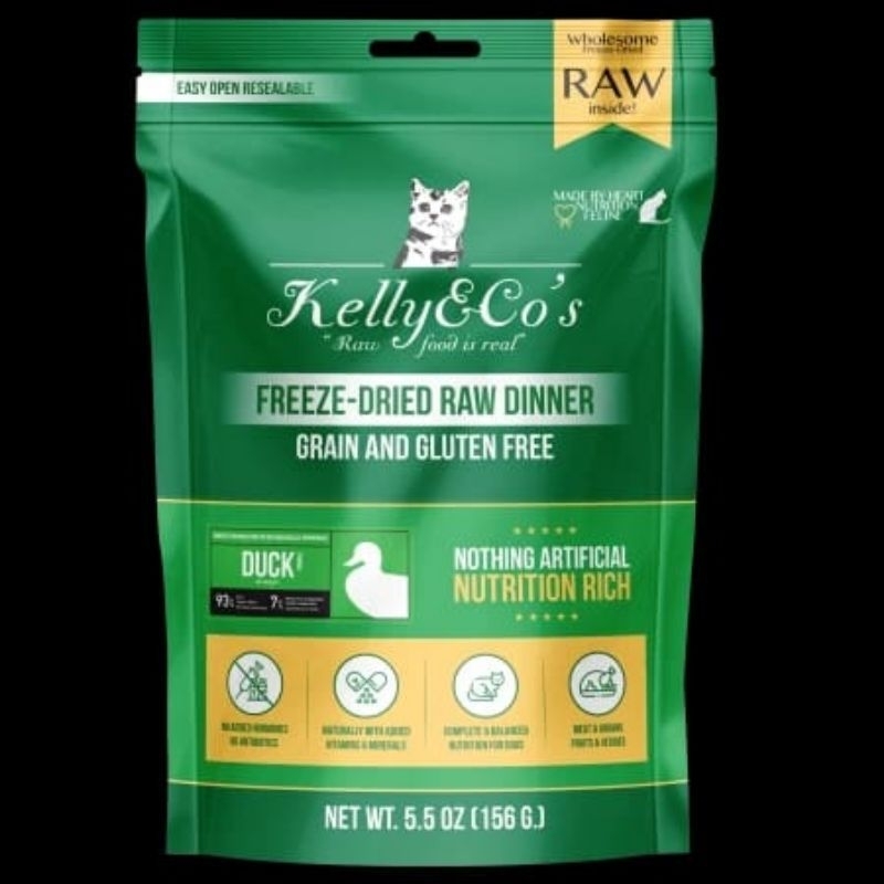 Kelly and Co's freeze dried raw dinner cat food freeze dried dinner for cats chicken duck tuna dry food mix