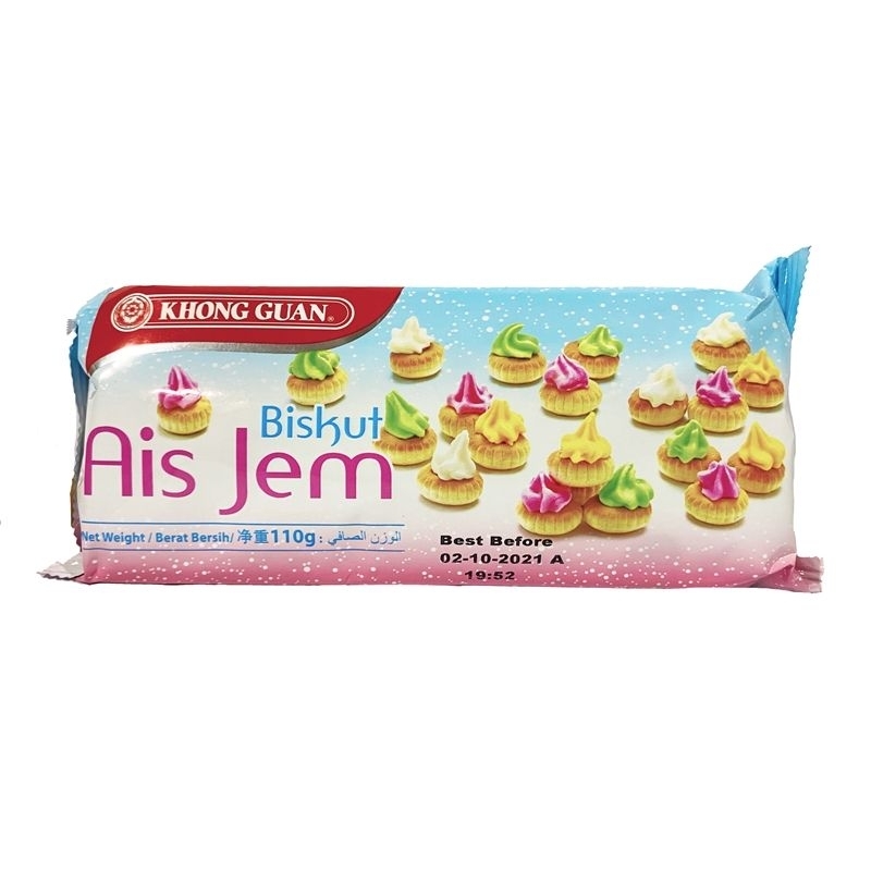 Khong Guan Ais jem biscuit sugar top biscuit icing sugar piped biscuit gem biscuits colourful tidbits traditional