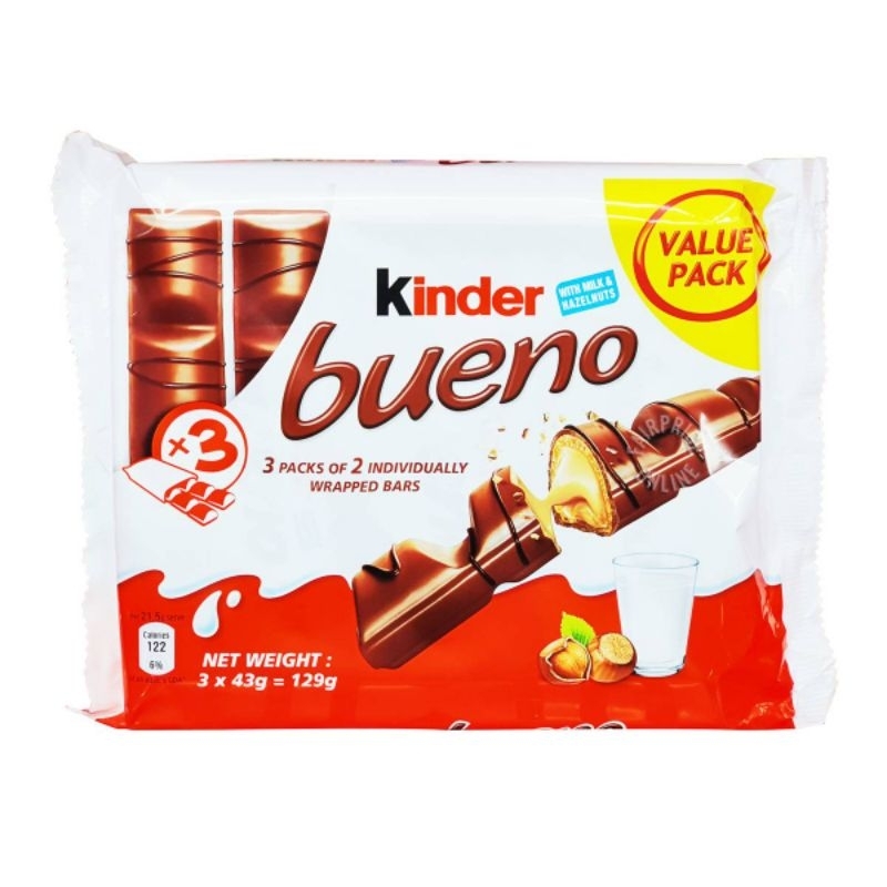 Kinder Bueno value pack chocolate wafer biscuits milk hazelnut filling chocolate wafer biscuits chocolate bars candy bar