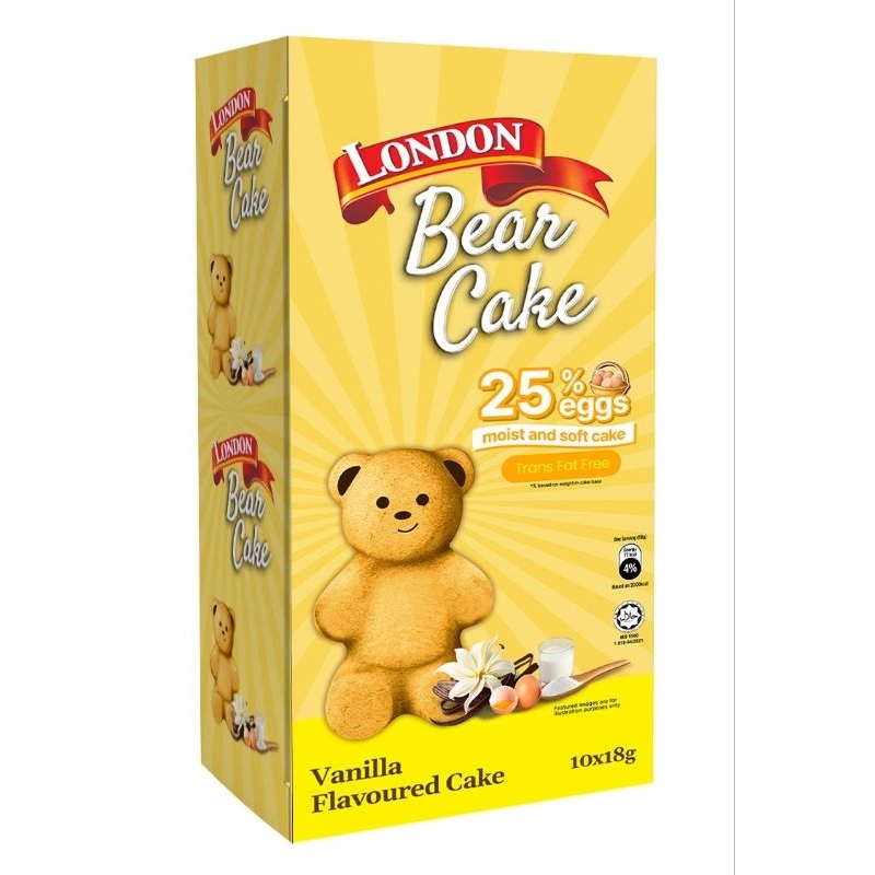 London Vanilla Bear Cake chocolate bear cake packet cake goodie bag snacks treats birthday bear children cake