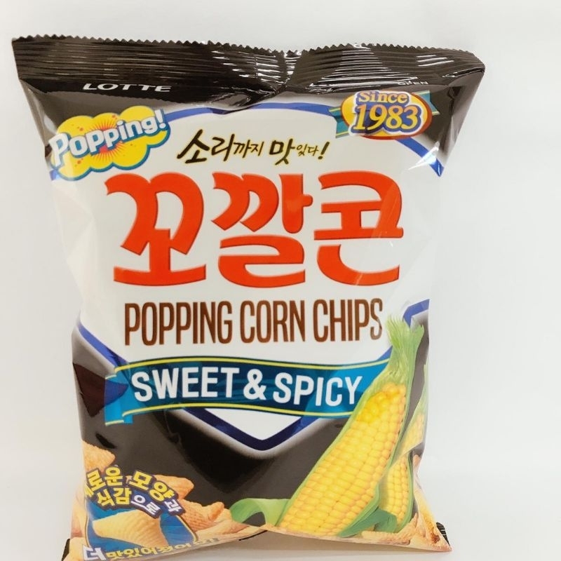 Lotte popping corn chips sweet and spicy corn snack Korean corn snack drinking beer corn tidbits 72g popping corn chips