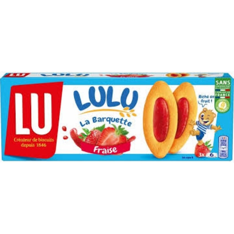 LU La Barquette french biscuits tidbits Lulu La Barquette Fraise LU 120 g jam biscuits sandwich Biscuits France snacks