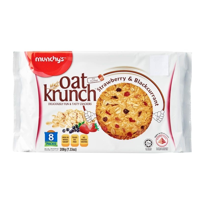 Munchy's oat crunch breakfast cookies biscuit tidbits munchy oat krunch assorted berry biscuit chocolate biscuit 208g