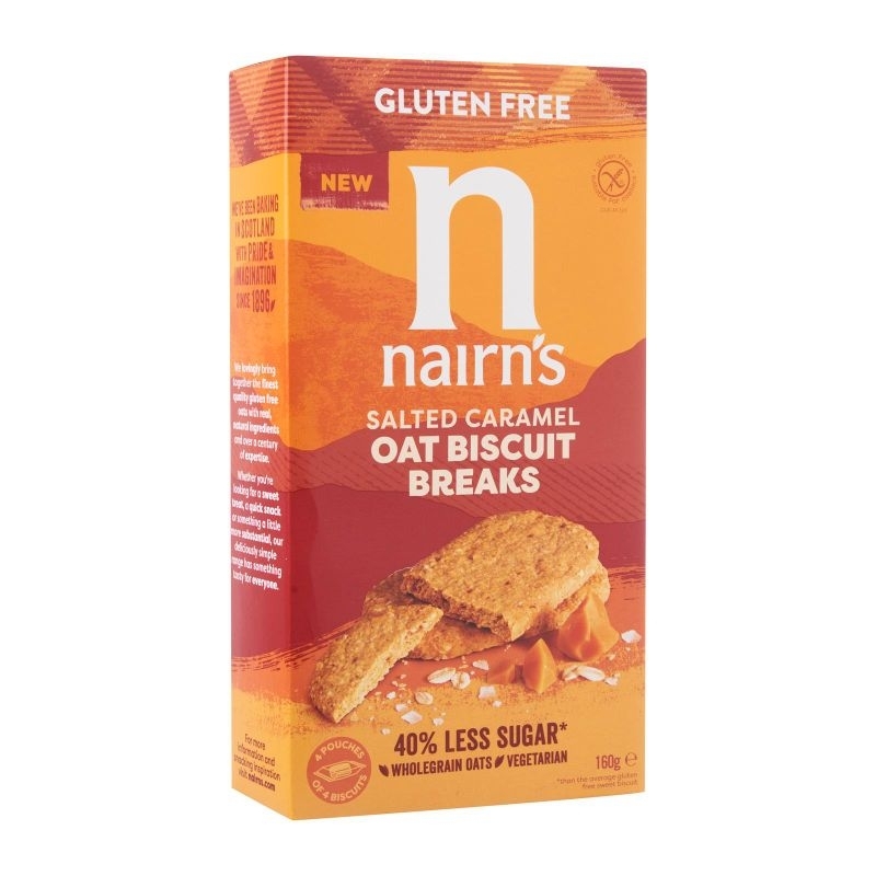 Nairn's salted caramel oat biscuit break oatmeal healthy biscuit less sugar vegetarian oatmeal biscuit whole grain bakes