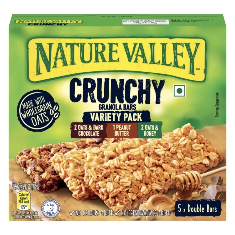 Nature valley crunchy granola oat bar healthy breakfast bar chocolate oats honey oatmeal peanut butter flavoured oat bar