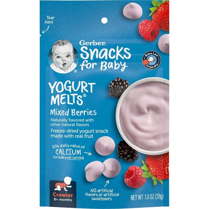 Nestle Gerber Naturally flavoured freeze dried yogurt and fruit snacks baby fruit melt in mouth yogurt melts crawlers