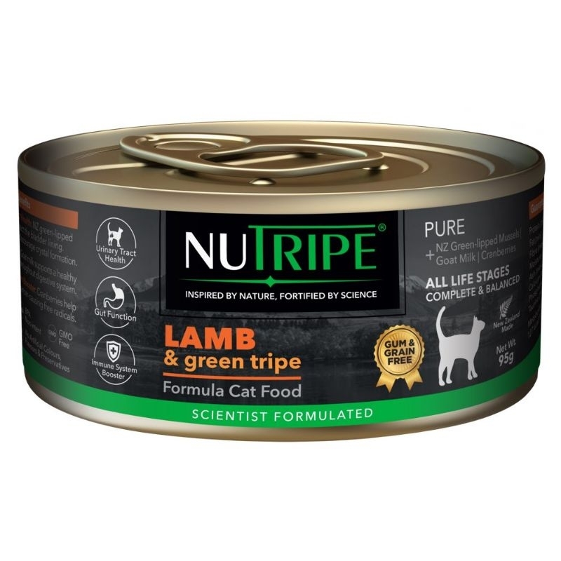 nutripe pure lamb and green tripe car food gum free cat meal ready to eat cat food 95g