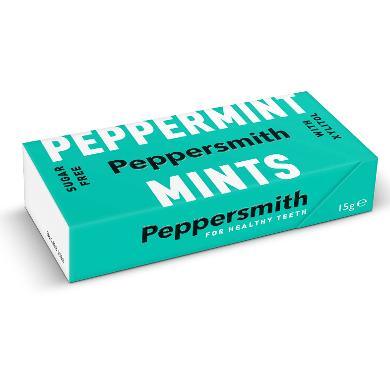 Peppersmith Sugar Free 100% Xylitol Mints, Fine English Peppermint Lemon Strawberry Extra Strong 25 Mints 15 g
