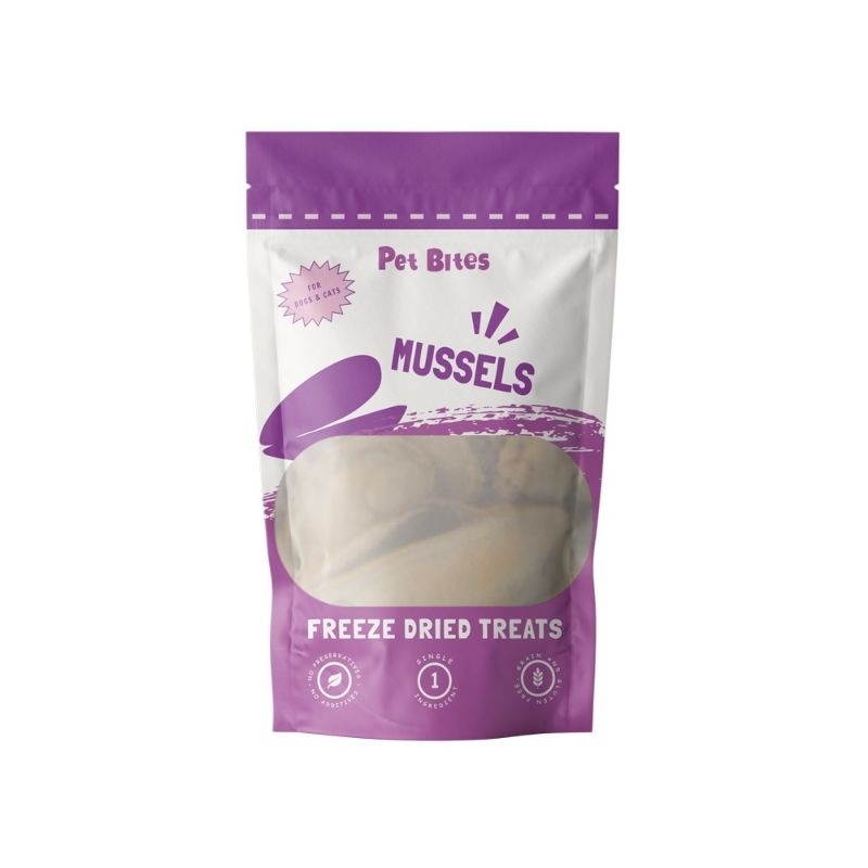 Pet Bites 100% Freeze Dried Mussels dired food dog and cats freeze dried mussels healthy snacks treats pets dried food