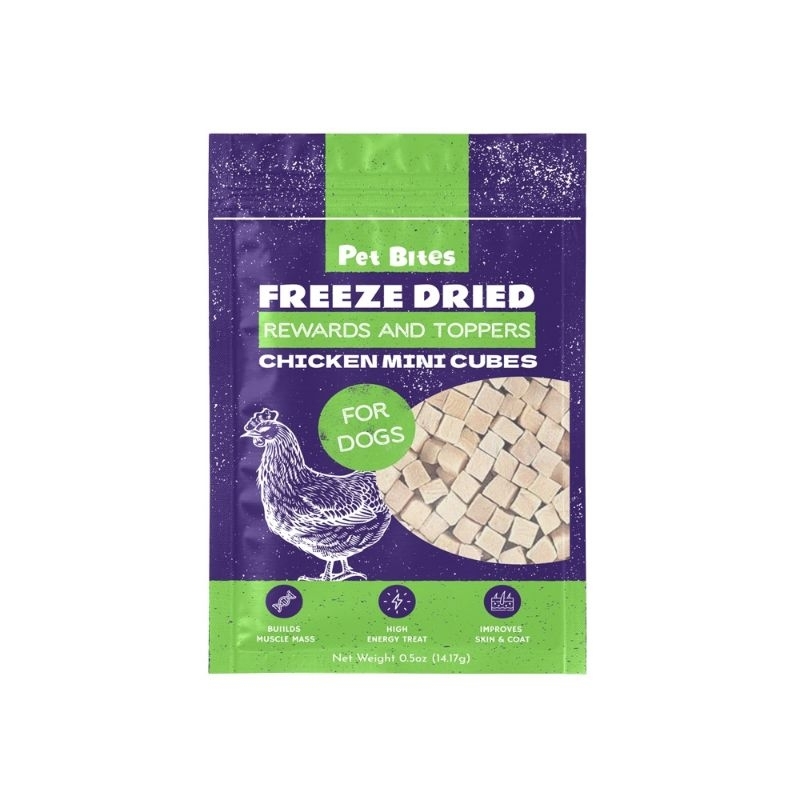 Pet Bites Freeze-Dried Rewards and Toppers Chicken Mini Cubes chicken cubes for dogs and cats freeze dried pure chicken