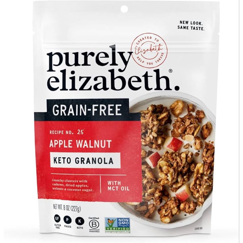 Purely Elizabeth granola oats oatmeal breakfast crunchy granola bits keto friendly granola oats grain free keto diet
