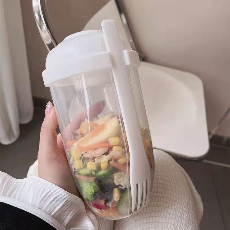 Salad Cup Multifunctional Bottle Salad Container salad storage food storage container takeaway lunch box fork utensil