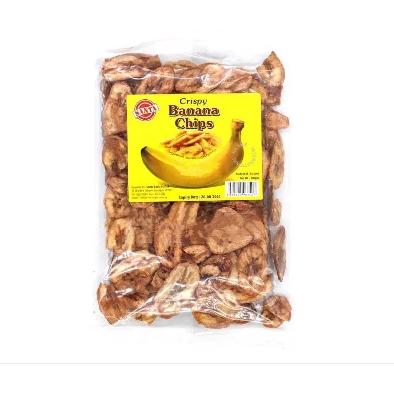 Santa Crispy banana chips healthy snacking banana snacks dried banana slices crispy fruit bites picnic snacks bar bites