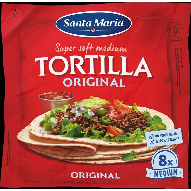 Santa Maria Tortilla Original Medium (8 pack) tortilla holders soft tortilla shells seasoning cooking shell Mexican