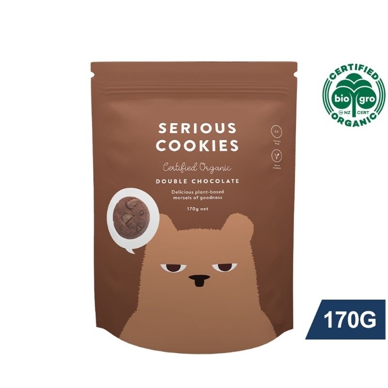 Serious food company Serious cookies Organic Double Chocolate Chip cookies New Zealand Organic Cookie girl guide biscuit