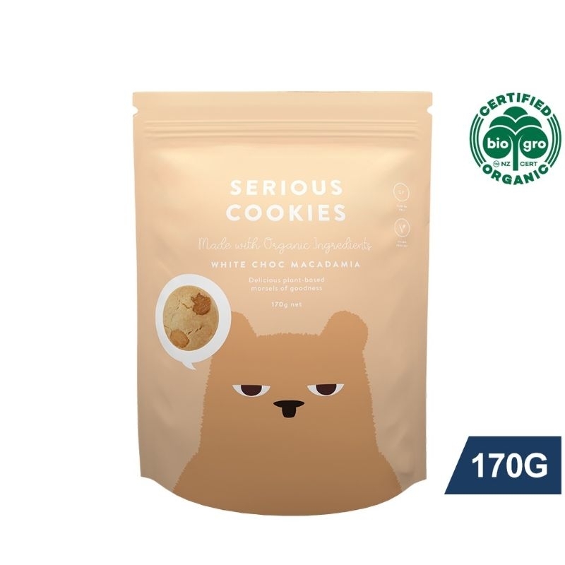 Serious food company Serious cookies Organic White Chocolate Macadamia cookies New Zealand Organic white choc nut cookie