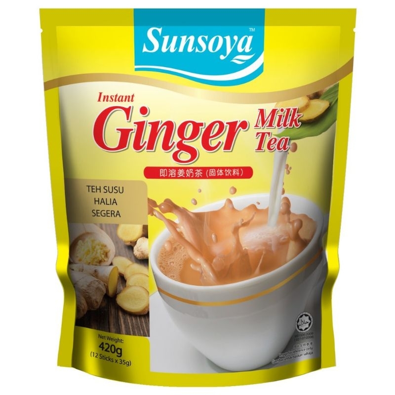 SunSoya Instant Ginger Milk Tea (35g x 12 sachet) 姜奶茶 SunSoya 3 in 1 Instant Ginger Milk Tea teh susu halia segera