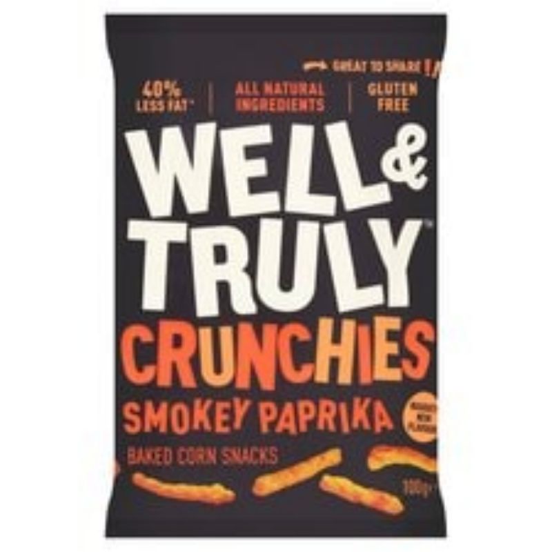 Well & truly crunchies cheese sticks baked corn snacks corn cheese sticks healthy snack tidbit smokey paprika corn chips