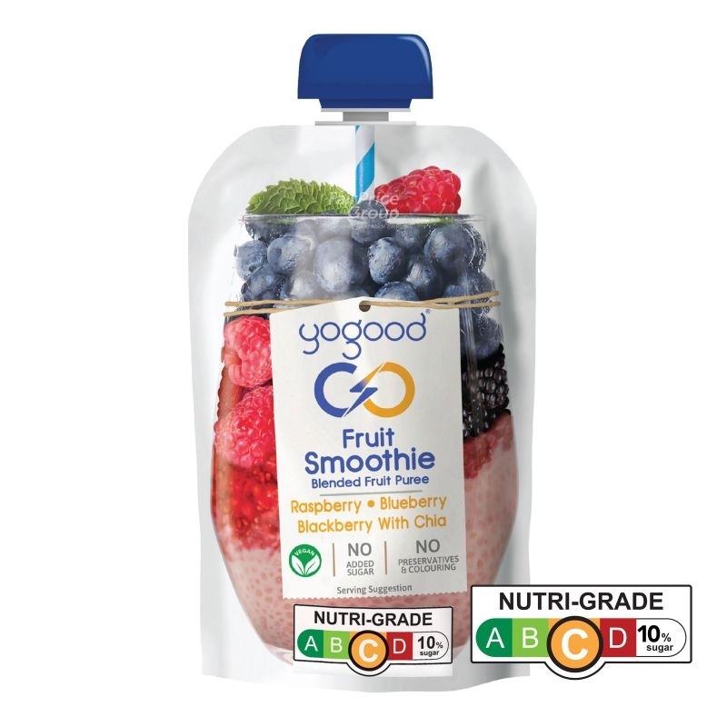 Yogood fruit smoothie blended fruit puree food pouch smoothie pouch on the go no preservatives fruit berry smoothie