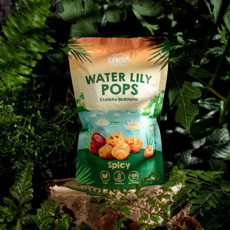 Zenko super food water lily pops crunchy makhana gluten free roasted lily pops healthy snacking tidbits vegan lily pop